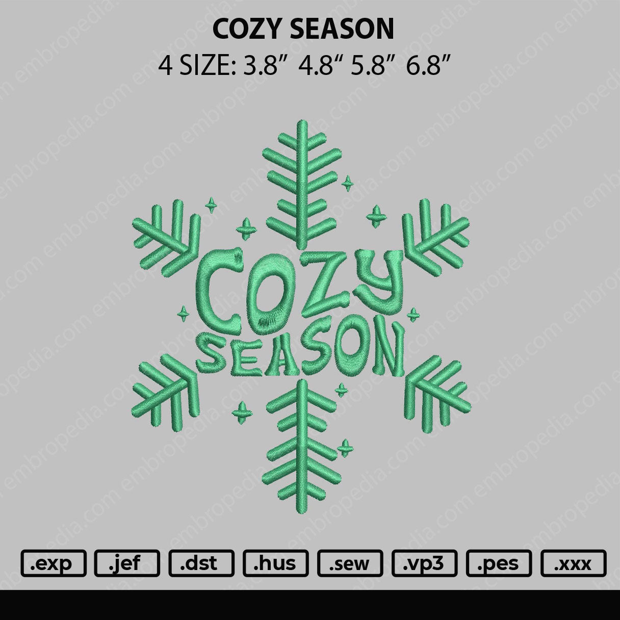 Cozy Season Embroidery File 4 size