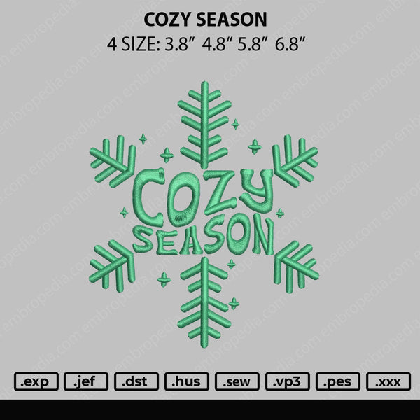 Cozy Season Embroidery File 4 size