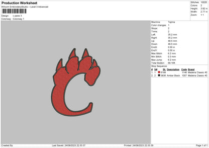 C Paws Embroidery Machine Design File 6 sizes