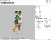 Couple Kissing Embroidery File 4 size