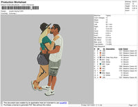 Couple Kissing Embroidery File 4 size