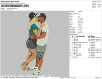 Couple Kissing Embroidery File 4 size