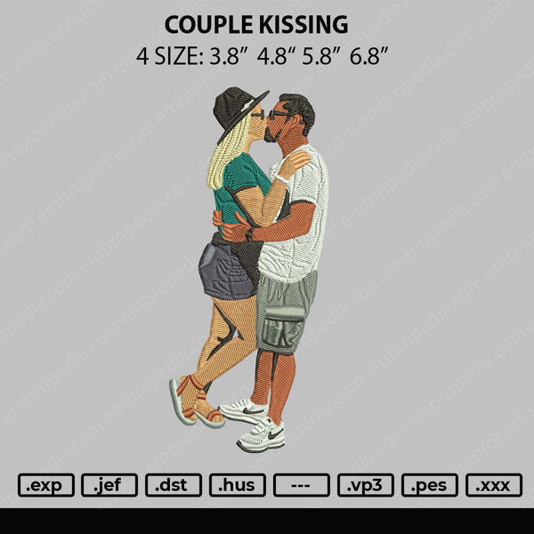 Couple Kissing Embroidery File 4 size