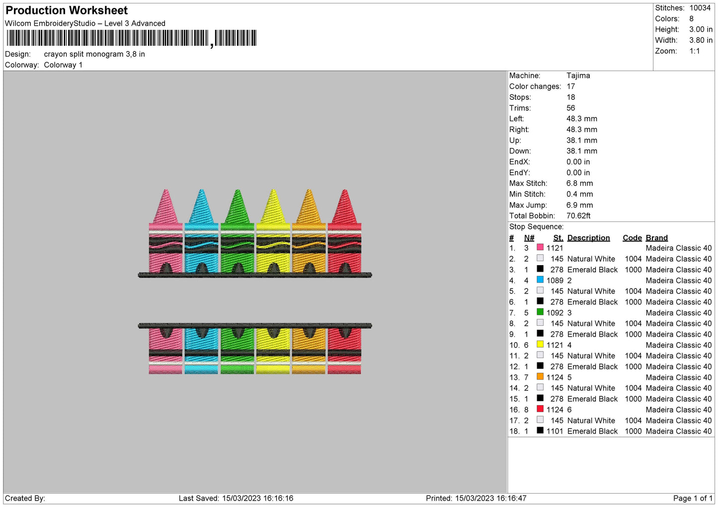 Crayon Monogram Embroidery File 6 sizes