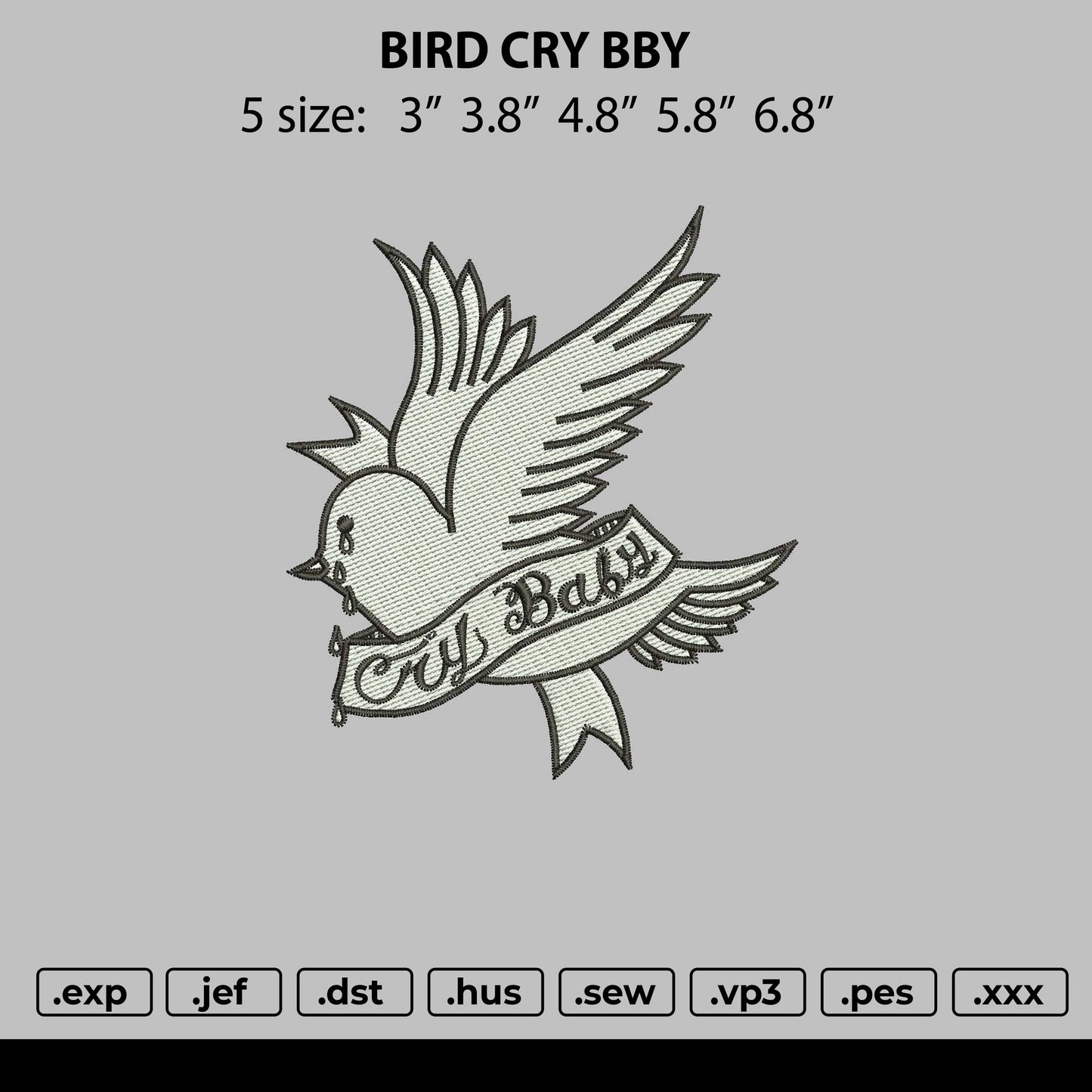 Bird Cry Baby Embroidery Design File 5 size