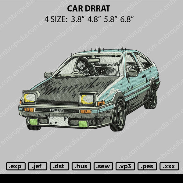 Car Drrat Embroidery File 4 size