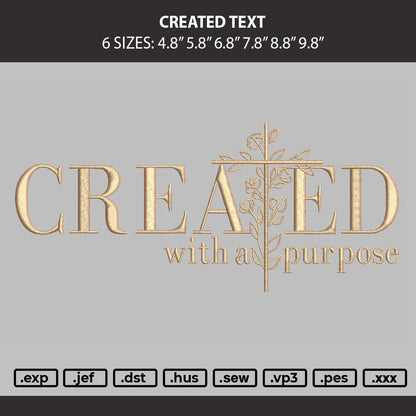Created Text Embroidery File 6 sizes