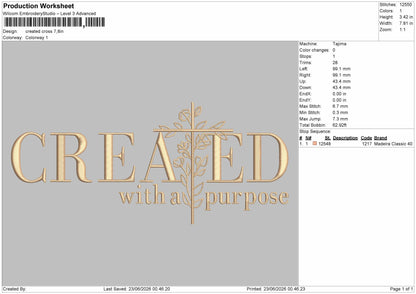 Created Text Embroidery File 6 sizes