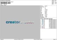 Creatortext 02 Embroidery File 6 sizes