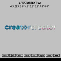 Creatortext 02 Embroidery File 6 sizes