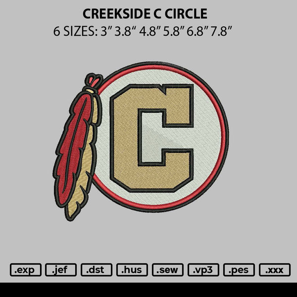 Creekside C Circle Embroidery File 6 sizes