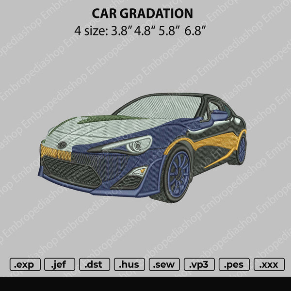 Car Gradation Embroidery File 4 size