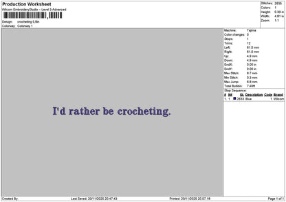 Chrocetingtext Embroidery File 6 sizes