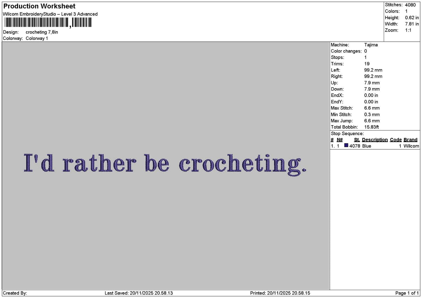 Chrocetingtext Embroidery File 6 sizes