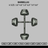 Barbell03 Embroidery File 6 sizes