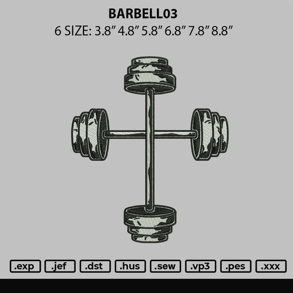 Barbell03 Embroidery File 6 sizes