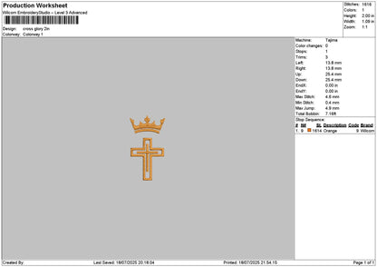 Cross Glory Embroidery File 6 sizes