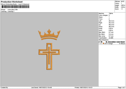 Cross Glory Embroidery File 6 sizes