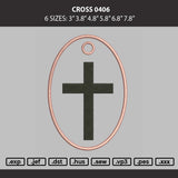 Cross Text Embroidery Machine Design File 6 sizes