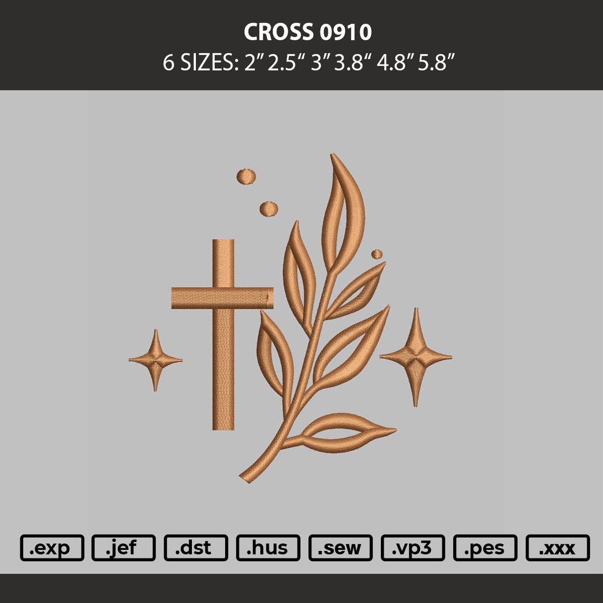 Cross 0910 Embroidery Machine Design File 6 sizes