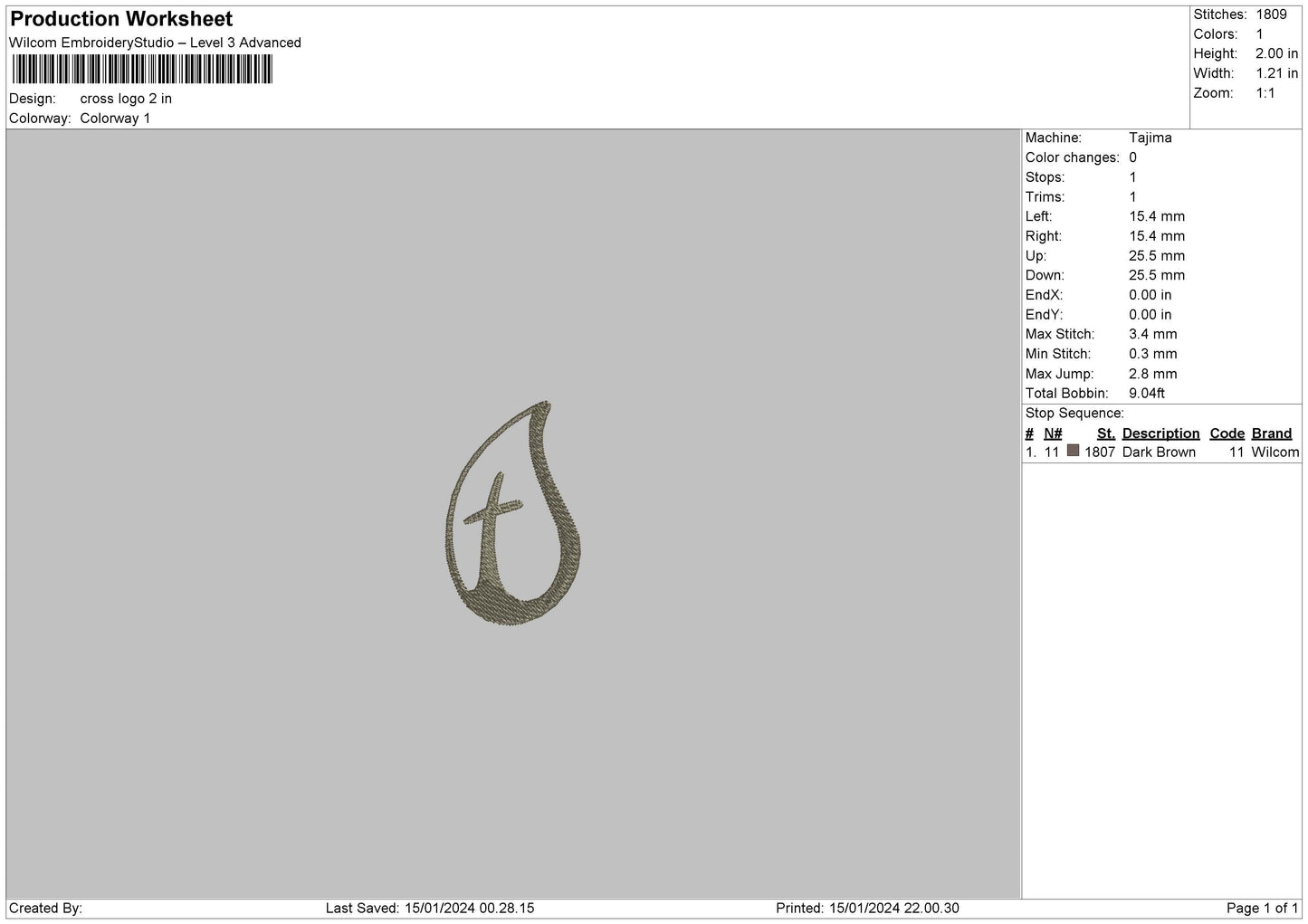 Cross Logo Embroidery File 6 sizes