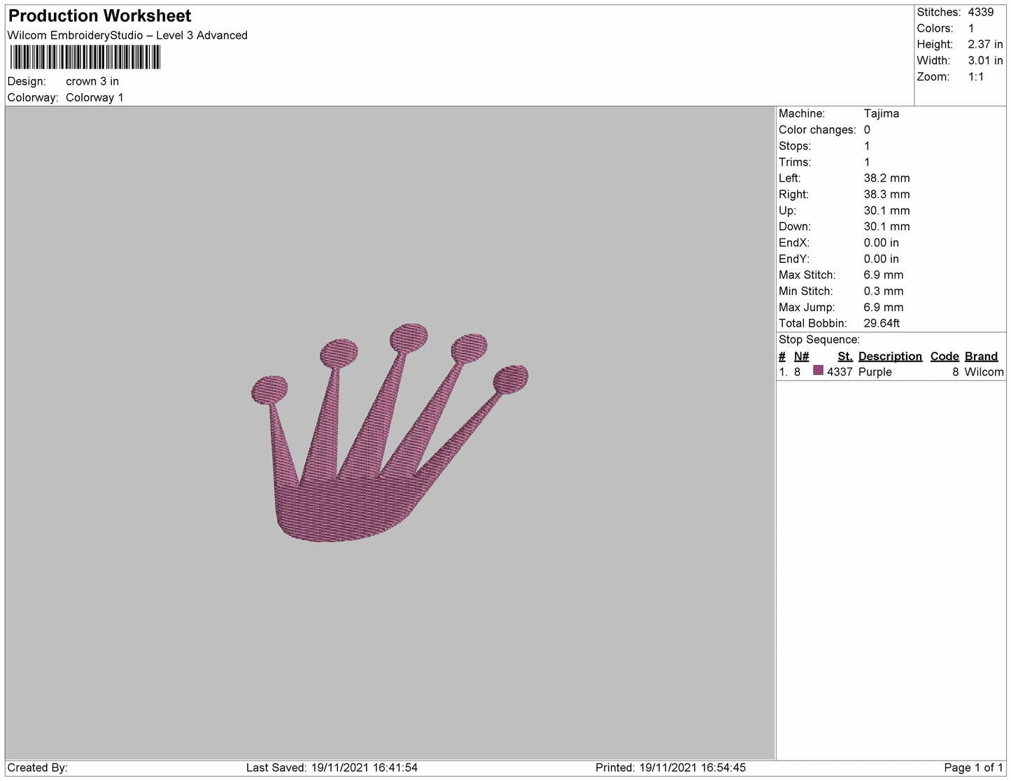 Crown Embroidery File 4 size
