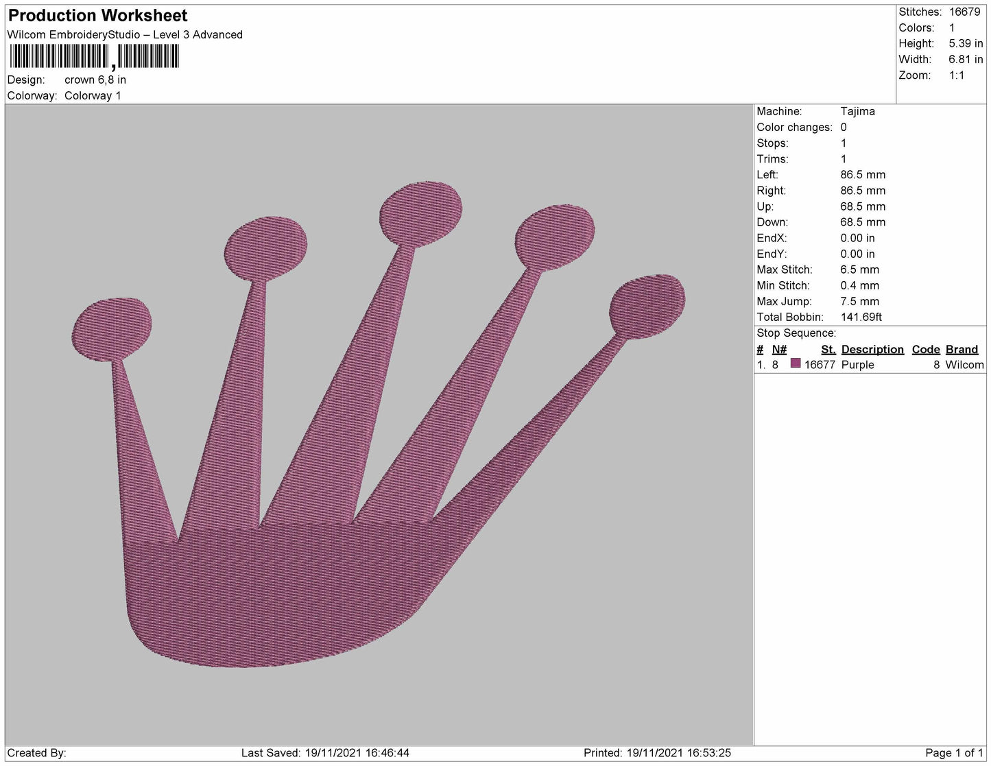 Crown Embroidery File 4 size