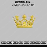 Crown Queen Embroidery File 5 sizes