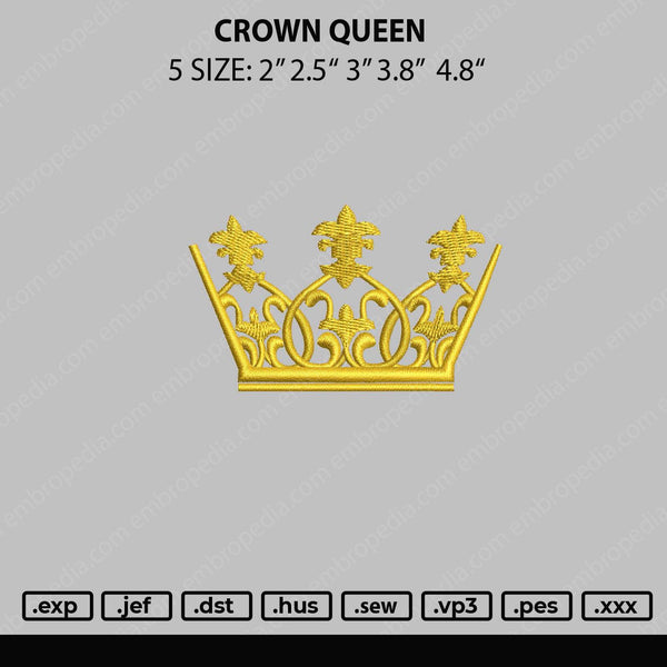 Crown Queen Embroidery File 5 sizes