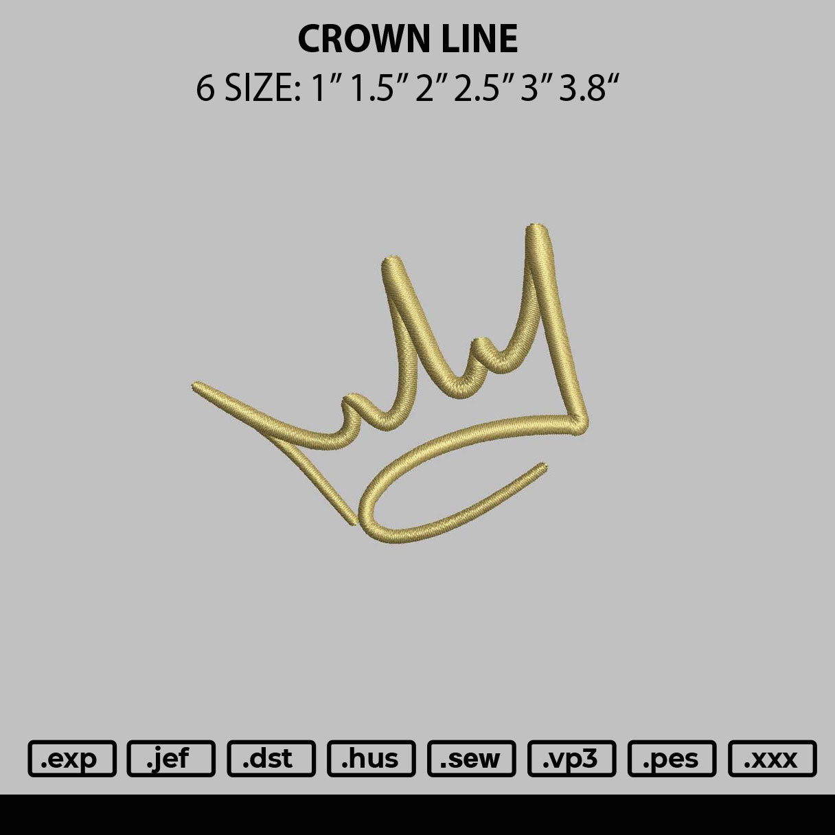 Crown Line Embroidery File 6 sizes