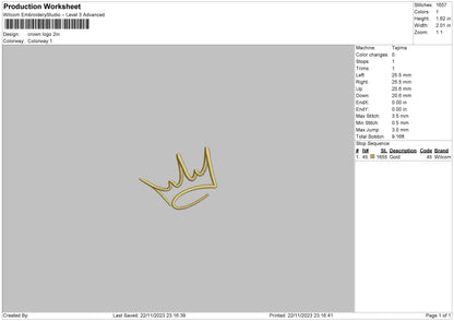 Crown Line Embroidery File 6 sizes