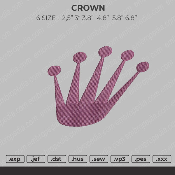 Crown Embroidery File 4 size