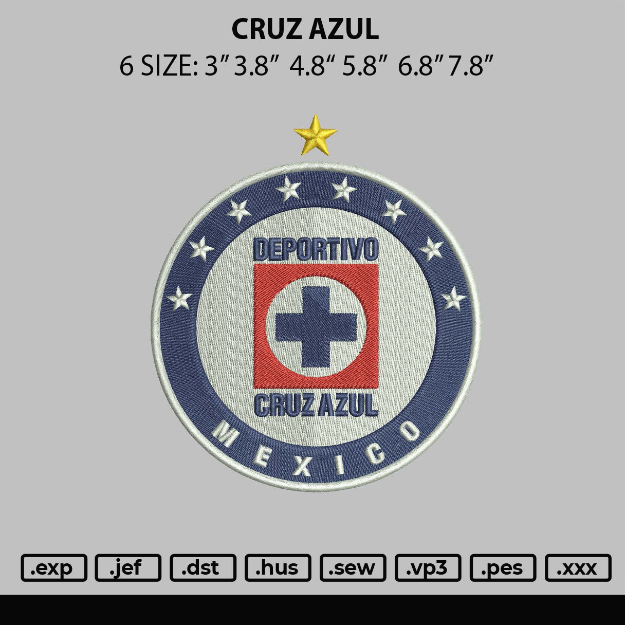 Cruz Azul Embroidery File 6 sizes