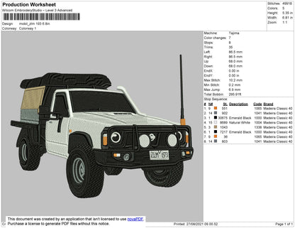 Car ZLM193 Embroidery File 4 size