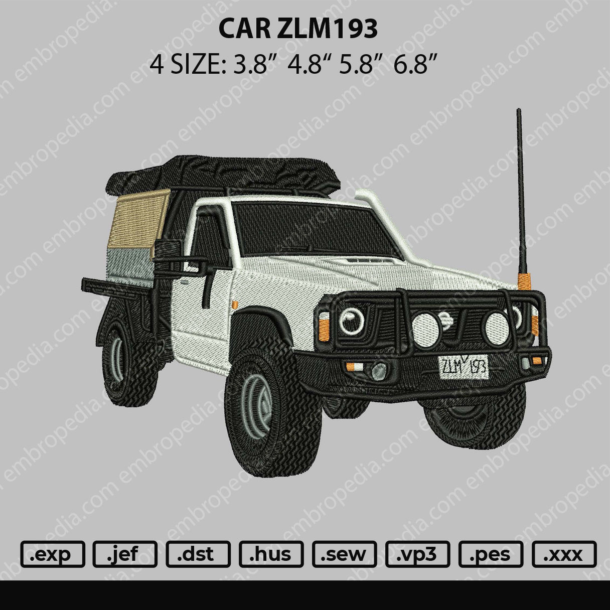 Car ZLM193 Embroidery File 4 size