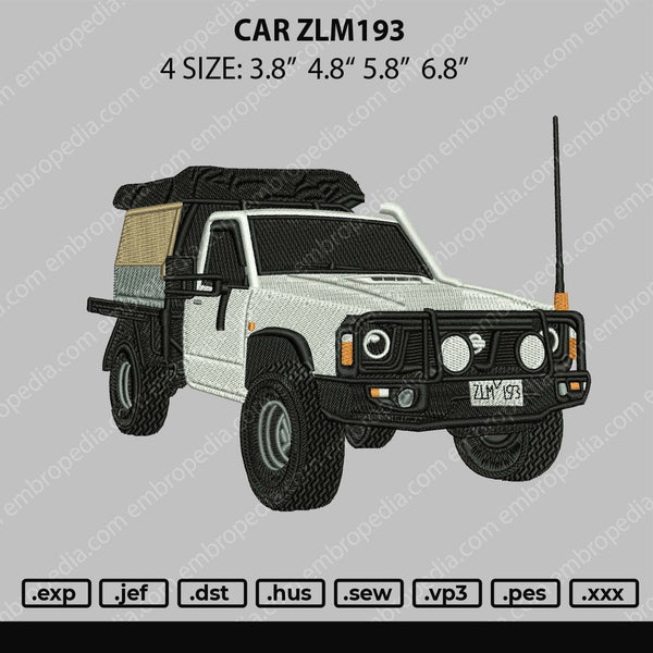 Car ZLM193 Embroidery File 4 size