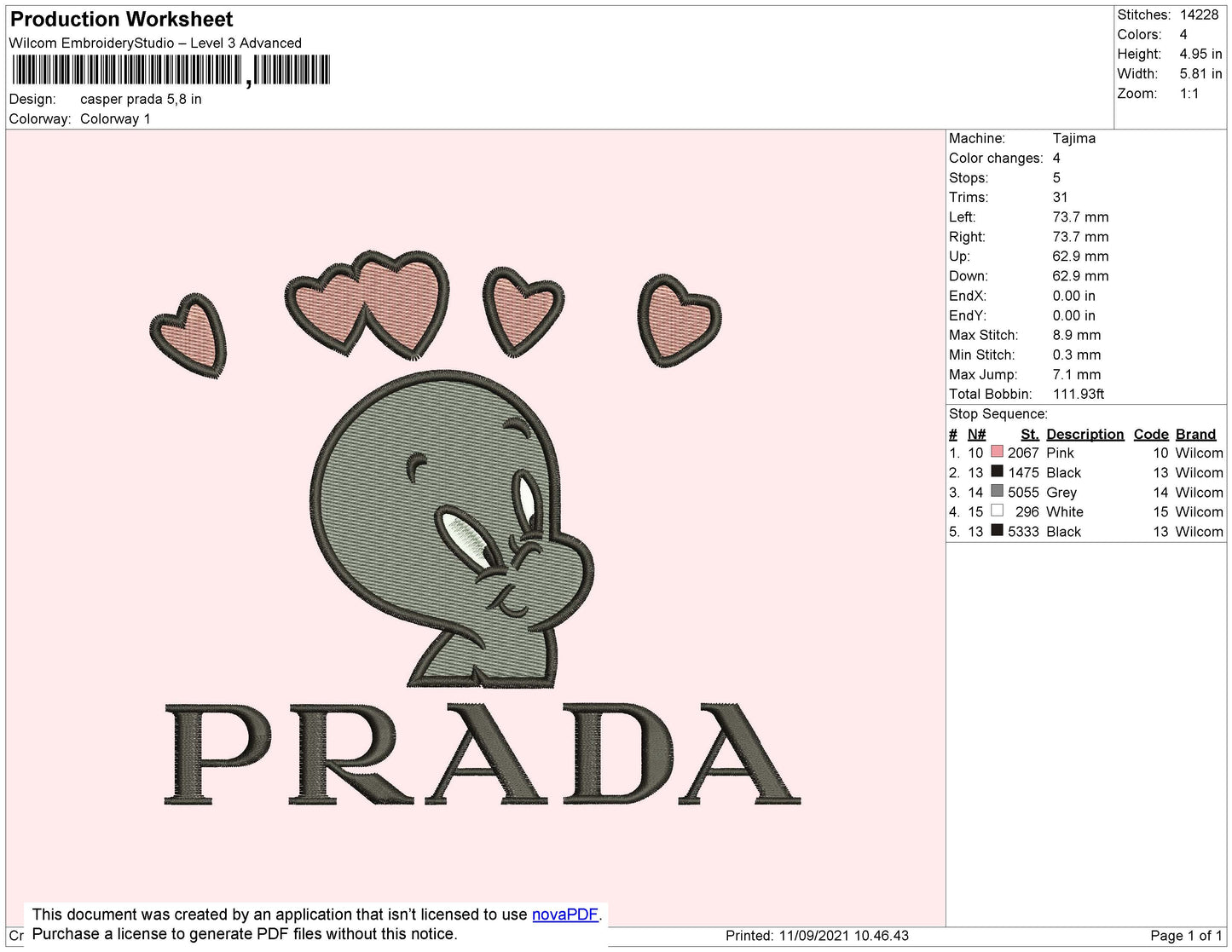 Casper Prda Embroidery File 4 size