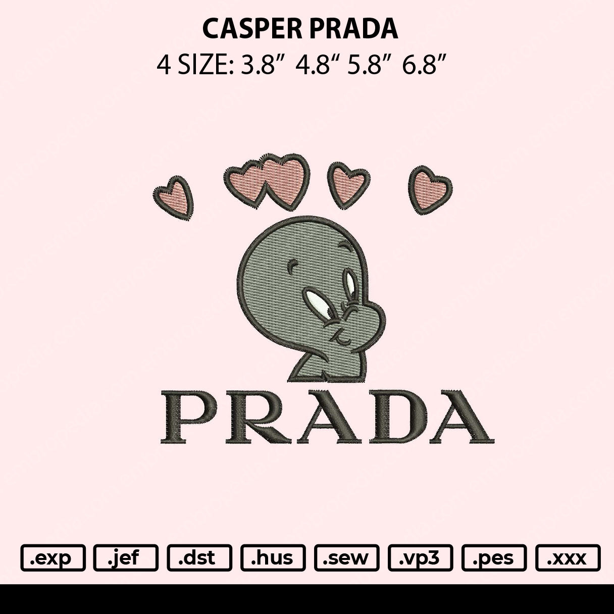 Casper Prda Embroidery File 4 size