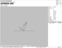Cat Line Embroidery File 4 size