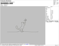 Cat Line Embroidery File 4 size