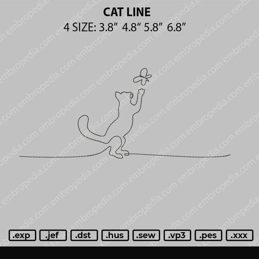 Cat Line Embroidery File 4 size