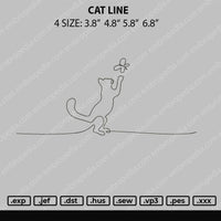Cat Line Embroidery File 4 size