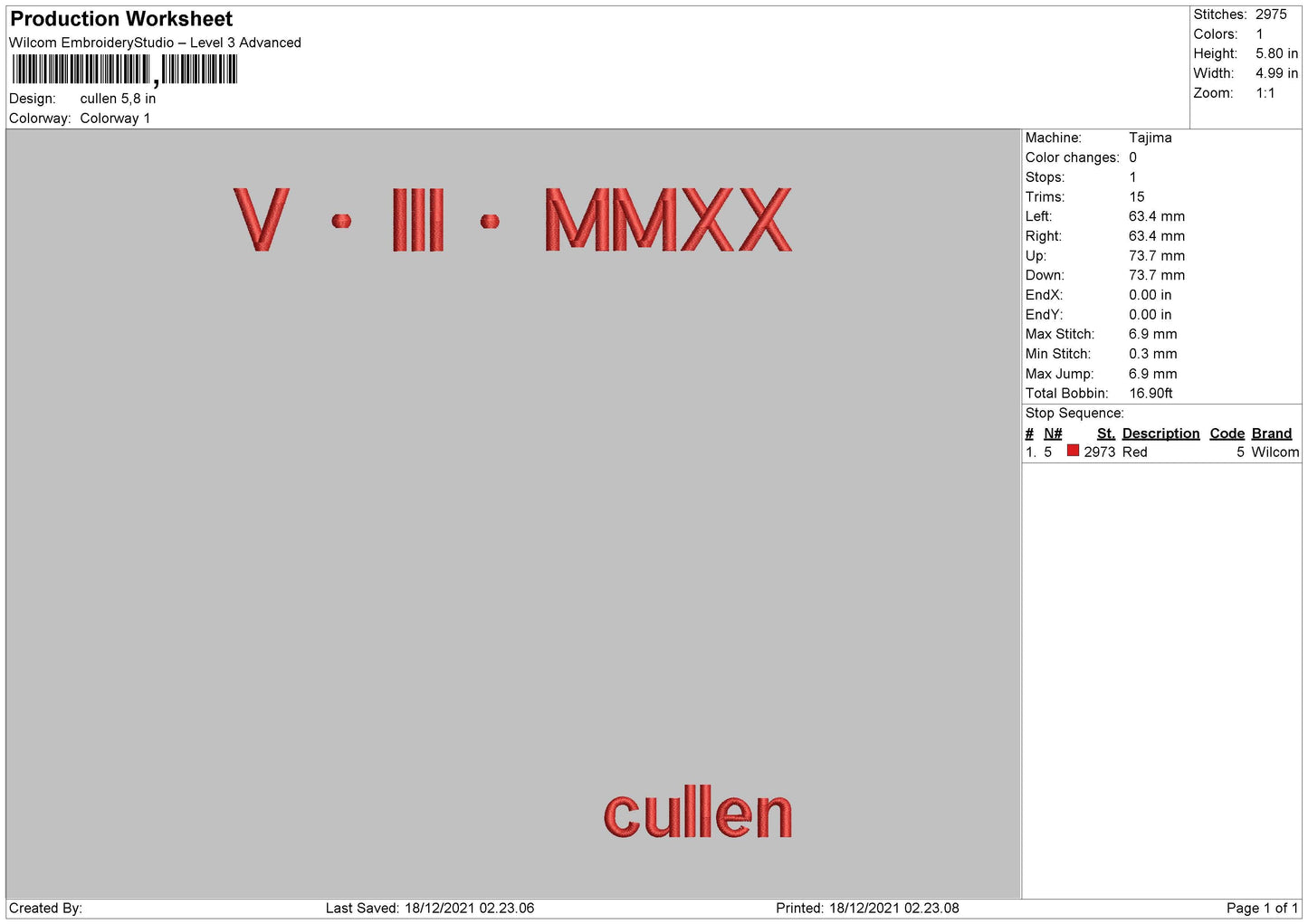 Cullen Embroidery File 4 size