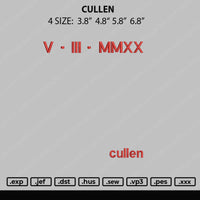 Cullen Embroidery File 4 size