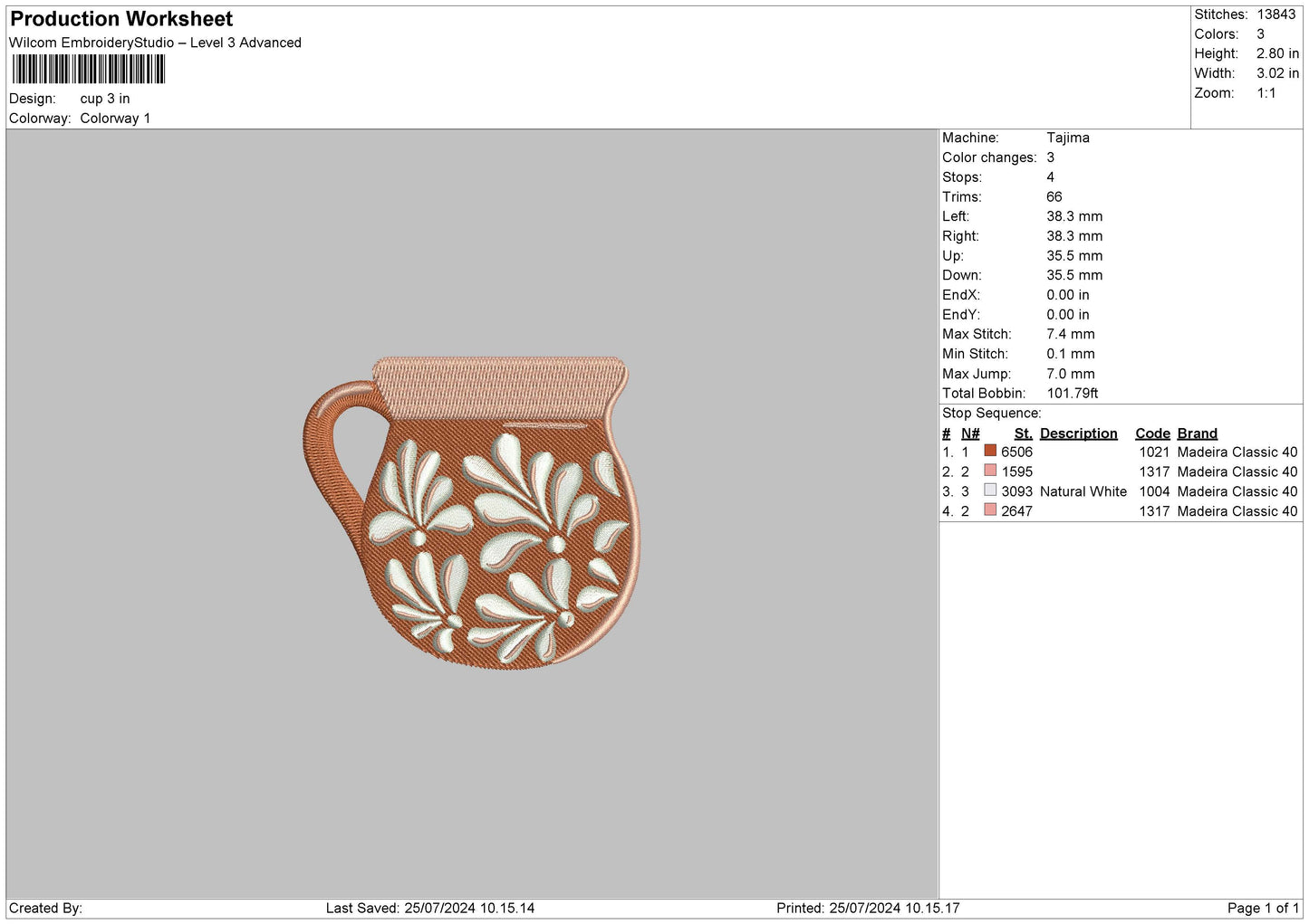 Cup 2507 Embroidery File 6 sizes