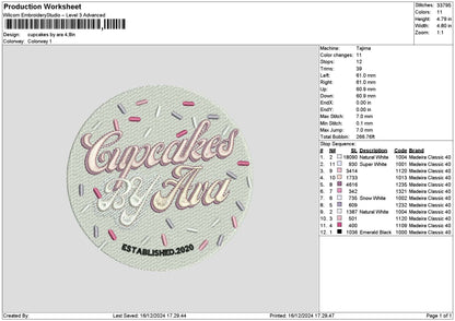 Cupcakescircle 04 Embroidery File 6 sizes