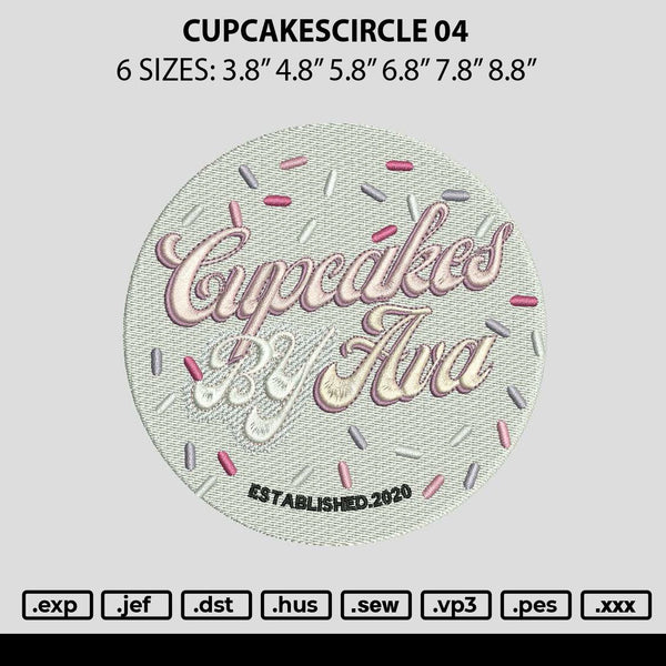 Cupcakescircle 04 Embroidery File 6 sizes