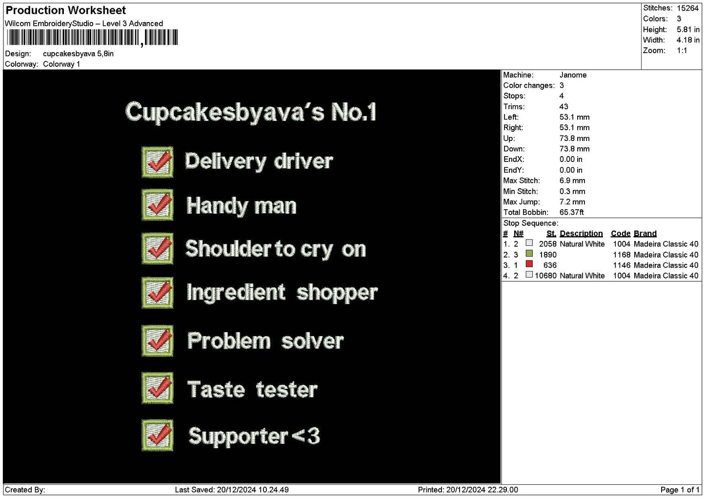 Cupcakestext 04 Embroidery File 6 sizes