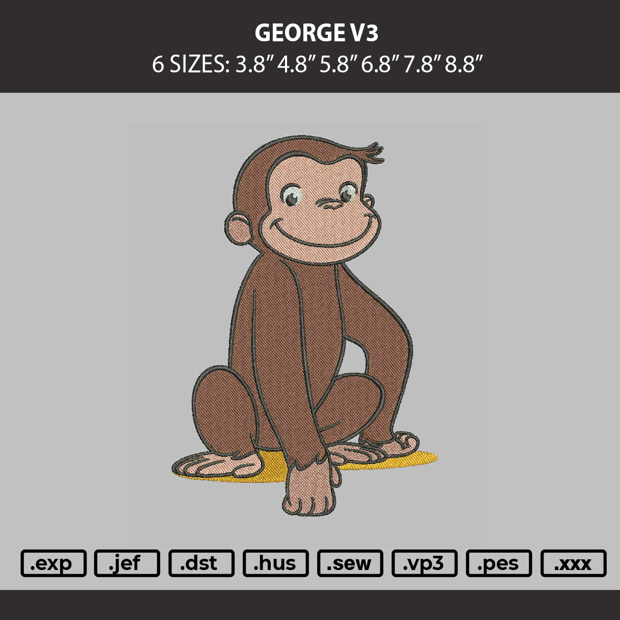 George V3 Embroidery Machine Design File 6 sizes