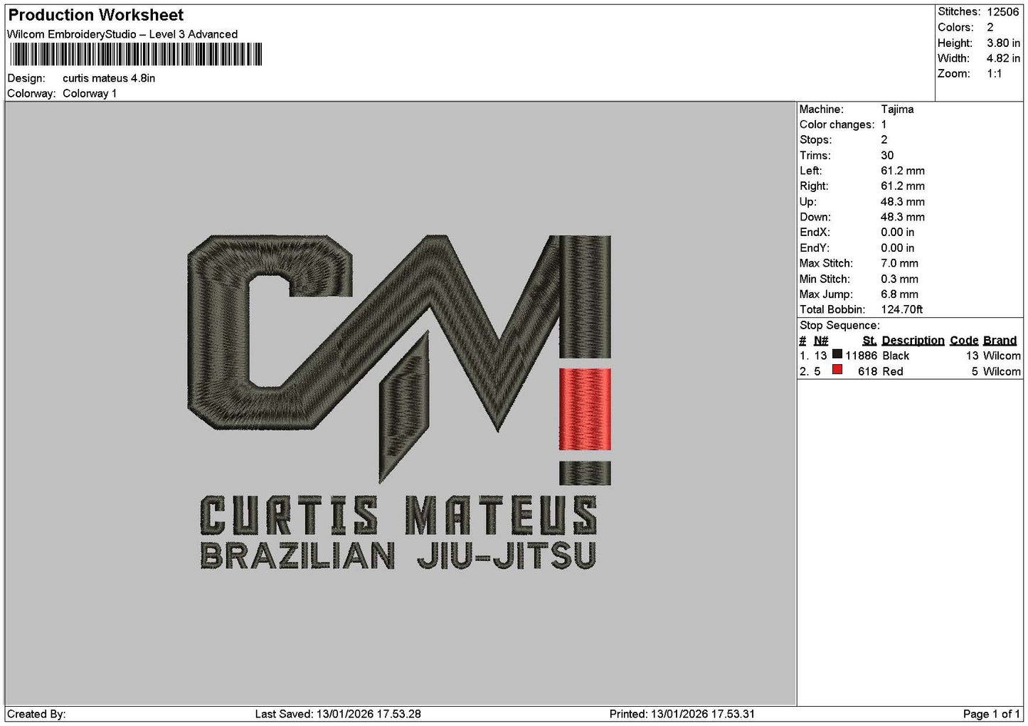 Mateustext Embroidery File 6 sizes